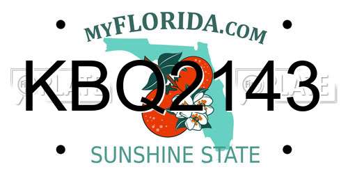 KBQ2143 Florida License Plate
