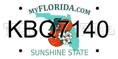 KBQ7140 Florida License Plate