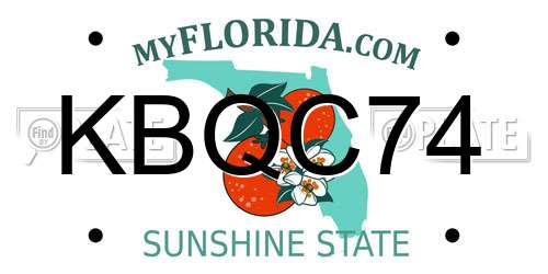 KBQC74 Florida License Plate