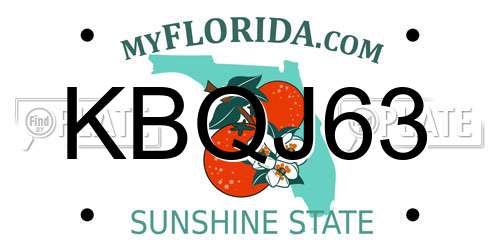KBQJ63 Florida License Plate
