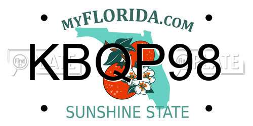 KBQP98 Florida License Plate