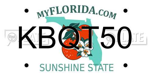 KBQT50 Florida License Plate