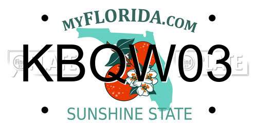 KBQW03 Florida License Plate