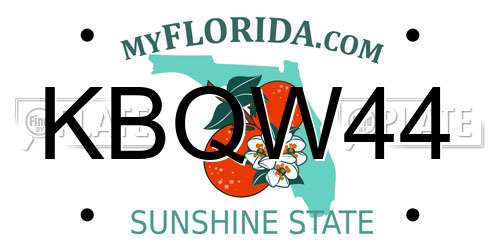 KBQW44 Florida License Plate