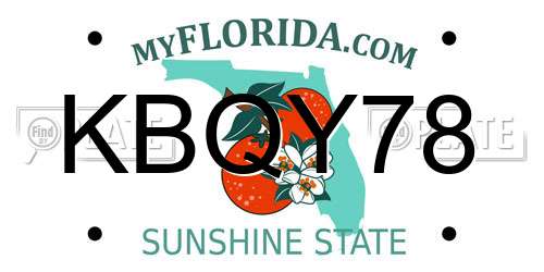 KBQY78 Florida License Plate