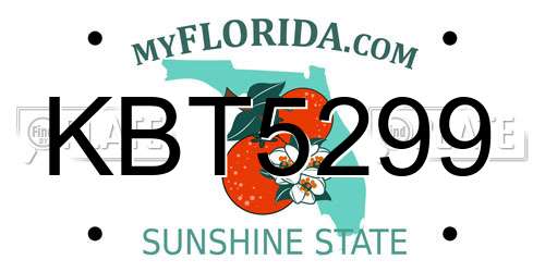 KBT5299 Florida License Plate