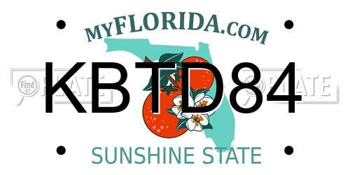 KBTD84 Florida License Plate