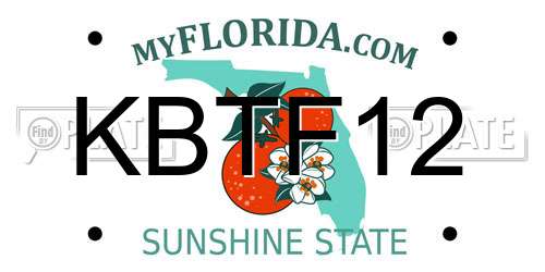 KBTF12 Florida License Plate