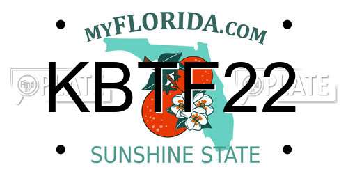 KBTF22 Florida License Plate