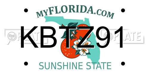 KBTZ91 Florida License Plate