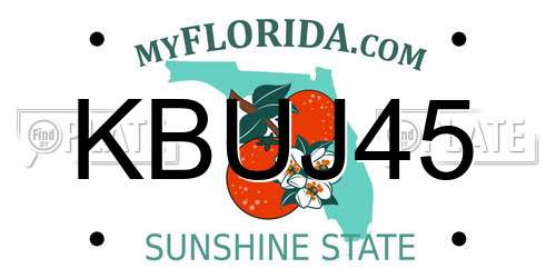 KBUJ45 Florida License Plate