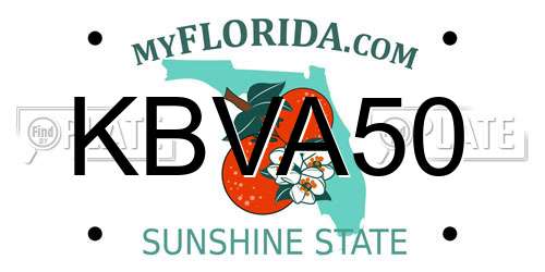 KBVA50 Florida License Plate