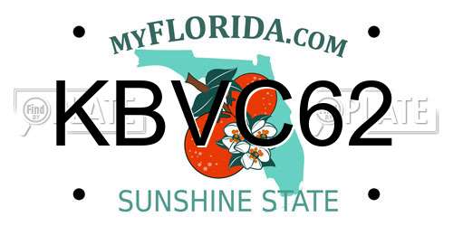 KBVC62 Florida License Plate