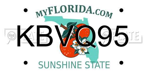 KBVQ95 Florida License Plate