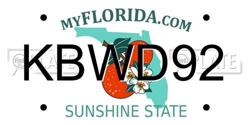 KBWD92 Florida License Plate