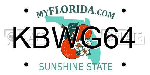 KBWG64 Florida License Plate