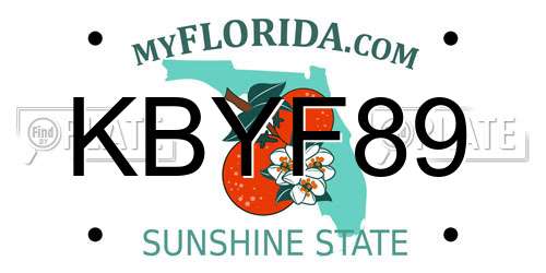 KBYF89 Florida License Plate