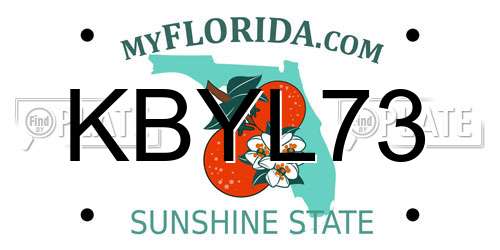 KBYL73 Florida License Plate