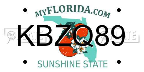 KBZQ89 Florida License Plate