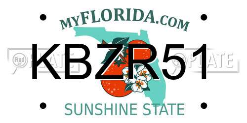 KBZR51 Florida License Plate