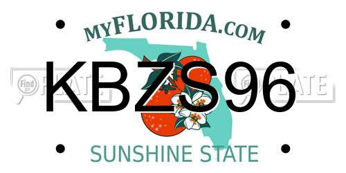 KBZS96 Florida License Plate