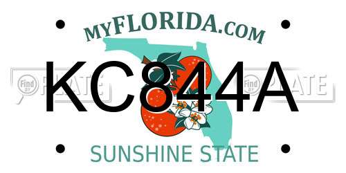 KC844A Florida License Plate