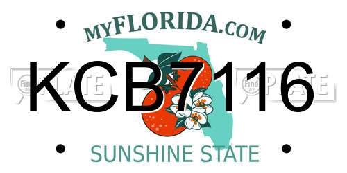 KCB7116 Florida License Plate