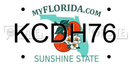 KCDH76 Florida License Plate