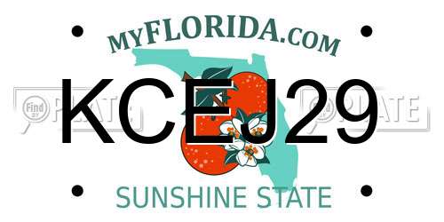 KCEJ29 Florida License Plate