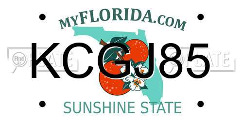 KCGJ85 Florida License Plate