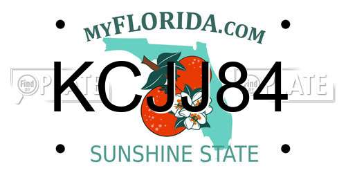 KCJJ84 Florida License Plate