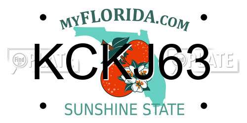 KCKJ63 Florida License Plate