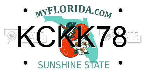 KCKK78 Florida License Plate