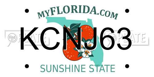 KCNJ63 Florida License Plate