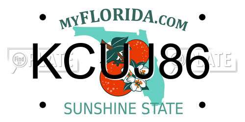 KCUJ86 Florida License Plate