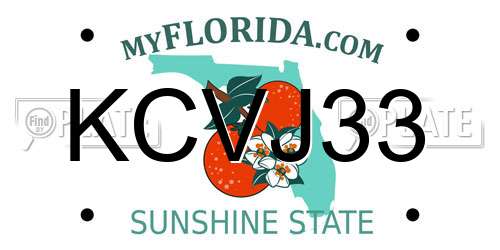 KCVJ33 Florida License Plate