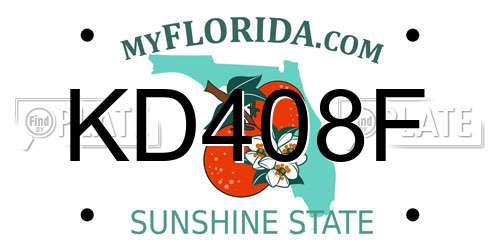 KD408F Florida License Plate