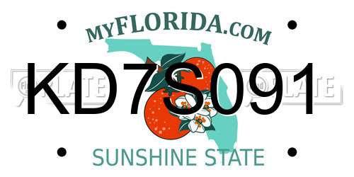 KD7S091 Florida License Plate