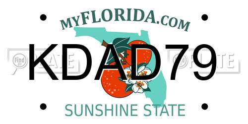 KDAD79 Florida License Plate