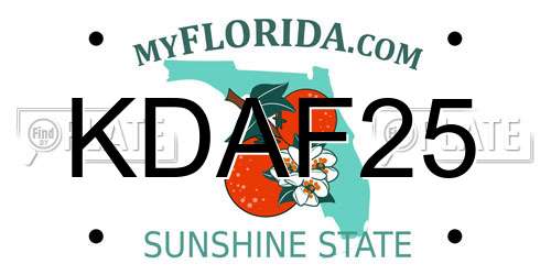 KDAF25 Florida License Plate