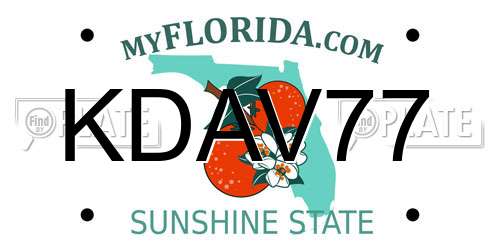 KDAV77 Florida License Plate