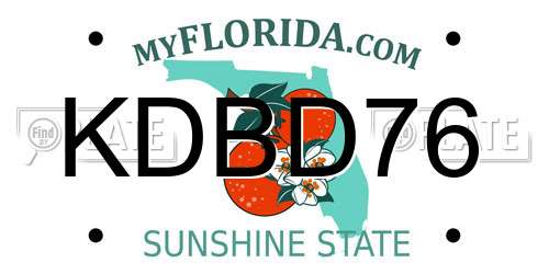 KDBD76 Florida License Plate
