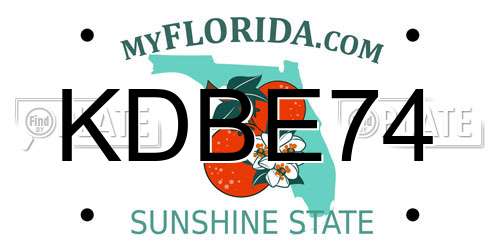 KDBE74 Florida License Plate
