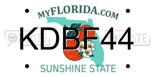 KDBF44 Florida License Plate