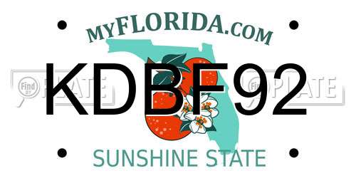 KDBF92 Florida License Plate