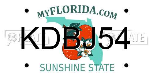 KDBJ54 Florida License Plate
