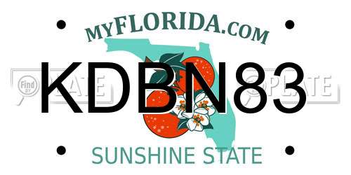 KDBN83 Florida License Plate