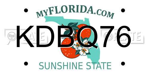KDBQ76 Florida License Plate