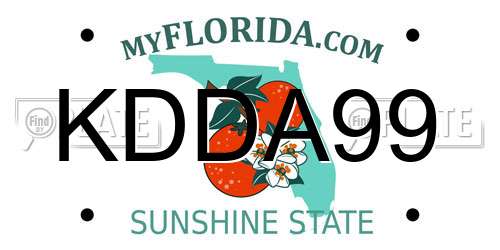 KDDA99 Florida License Plate