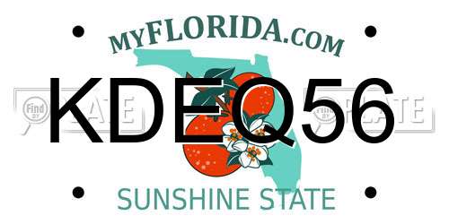 KDEQ56 Florida License Plate